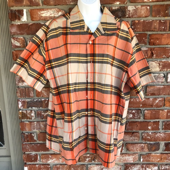 Tommy Hilfiger orange plaid button down size L - Picture 5 of 7